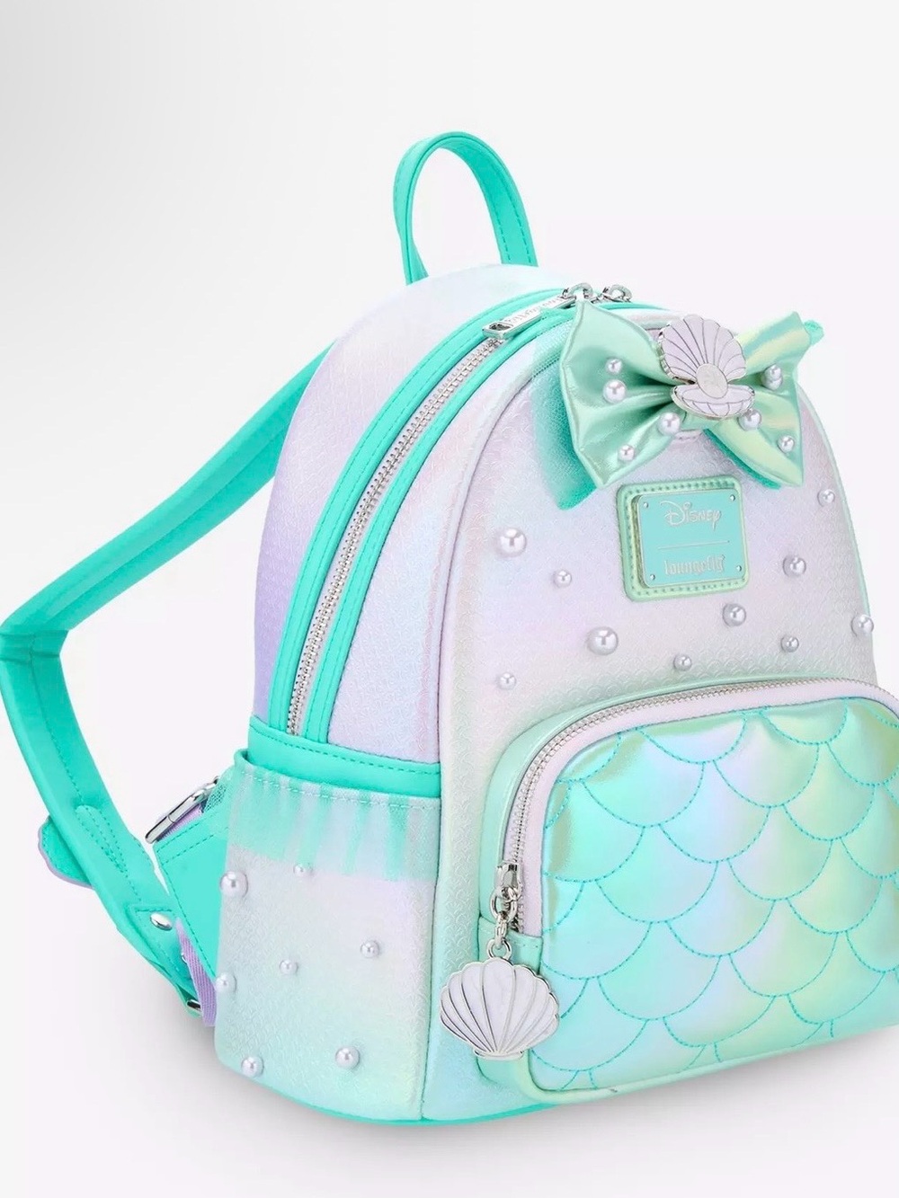 Loungefly Disney The Little Mermaid Iridescent Shell Mini Backpack - Picture 2 of 4